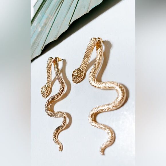 Gold snake earrings #215 - Picture 3 of 4